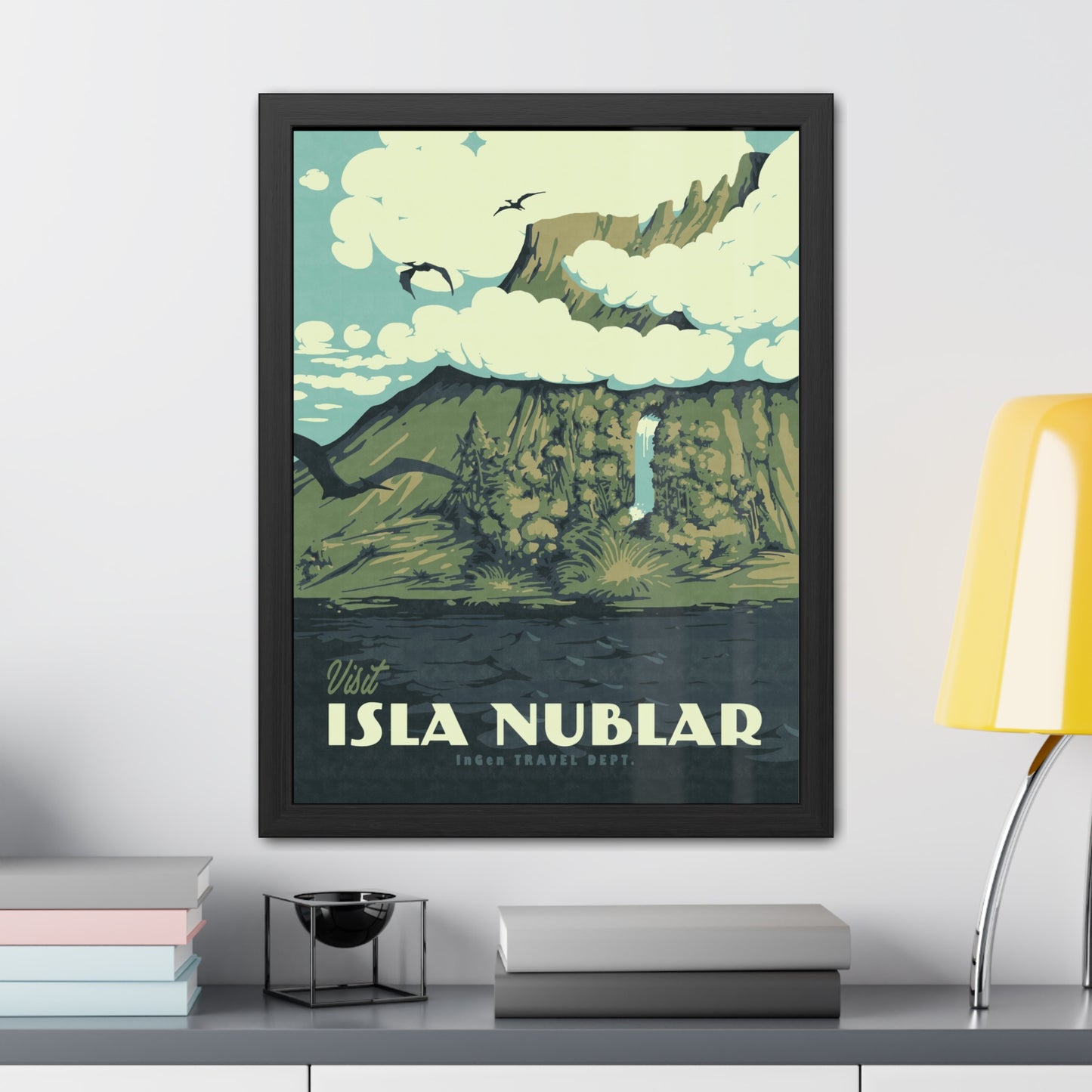 Visit Isla Nublar Travel Poster (Framed)