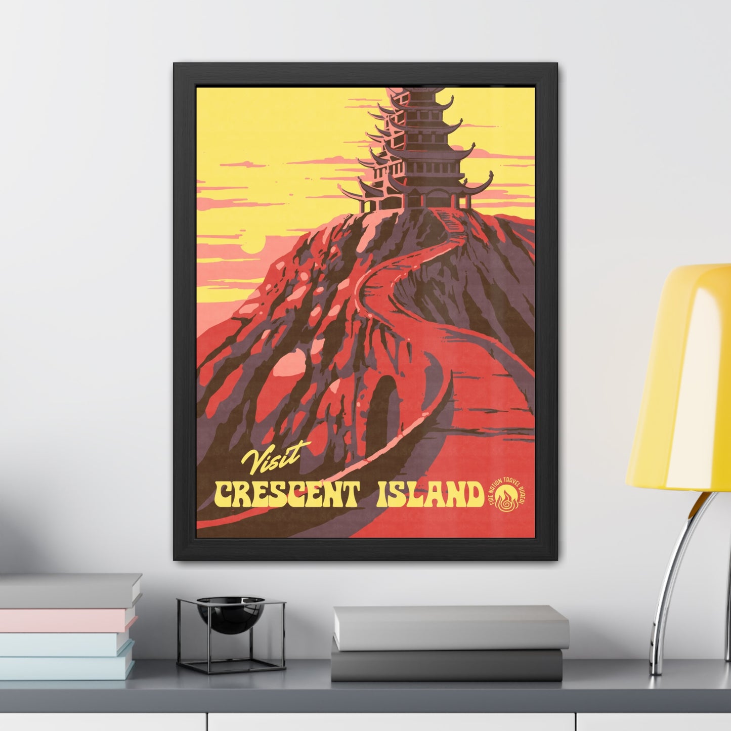 Visit Crescent Island Travel Poster (Framed)