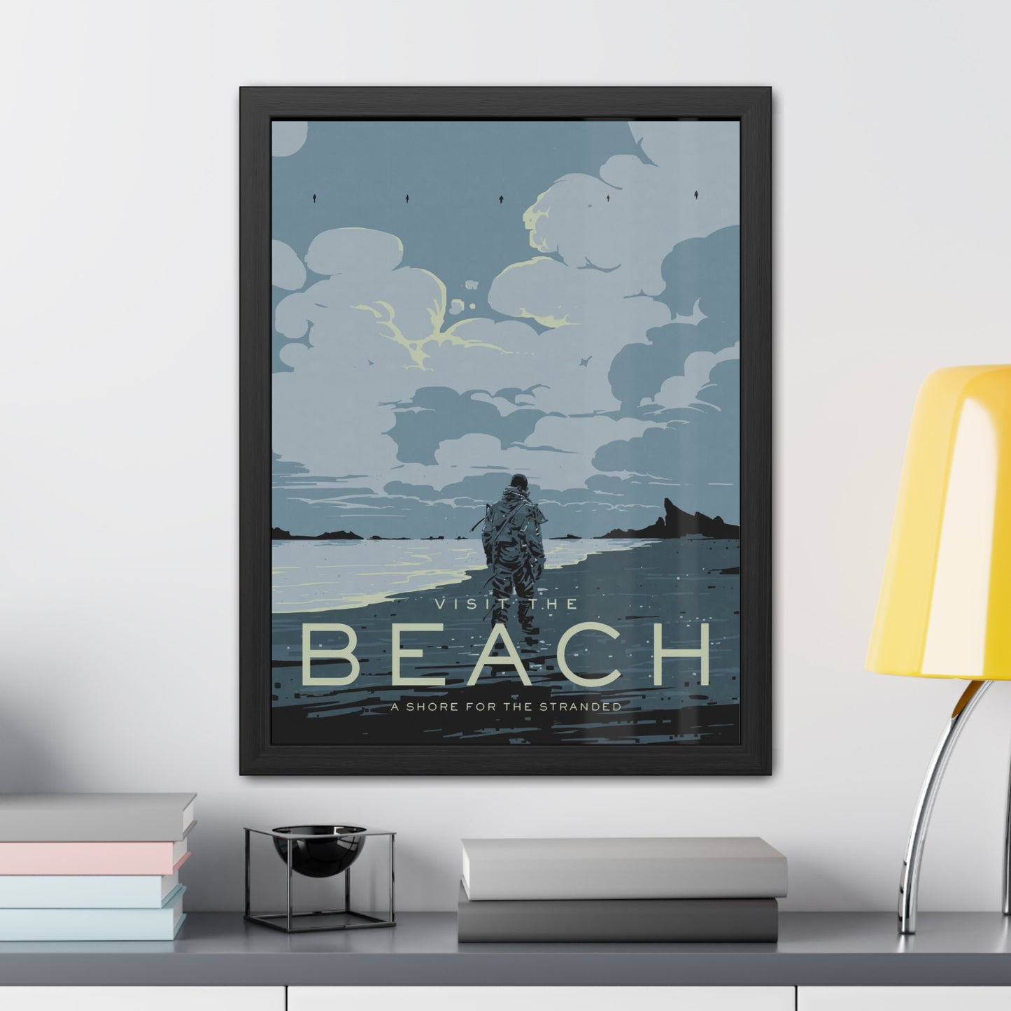 Visit The Beach Travel Poster (Framed)