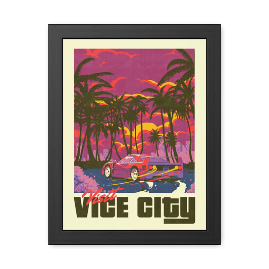 Visit Vice City Travel Poster (Framed)