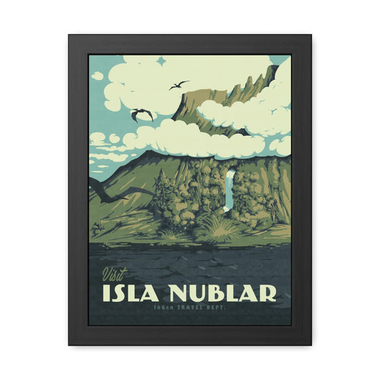 Visit Isla Nublar Travel Poster (Framed)