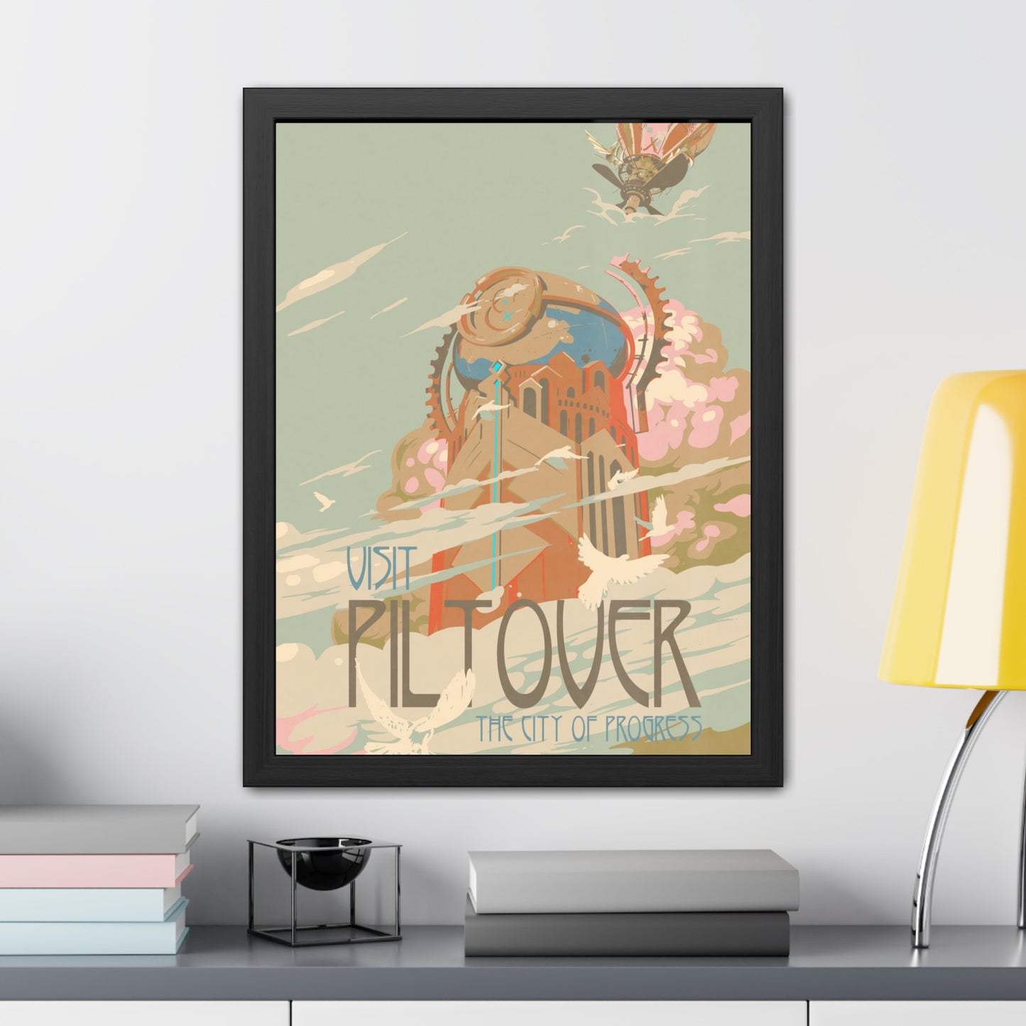 Visit Piltover Town Travel Poster (Framed)