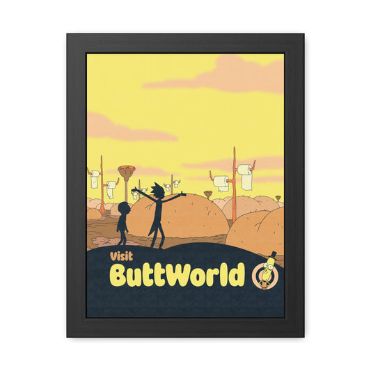 Visit Buttworld Travel Poster (Framed)