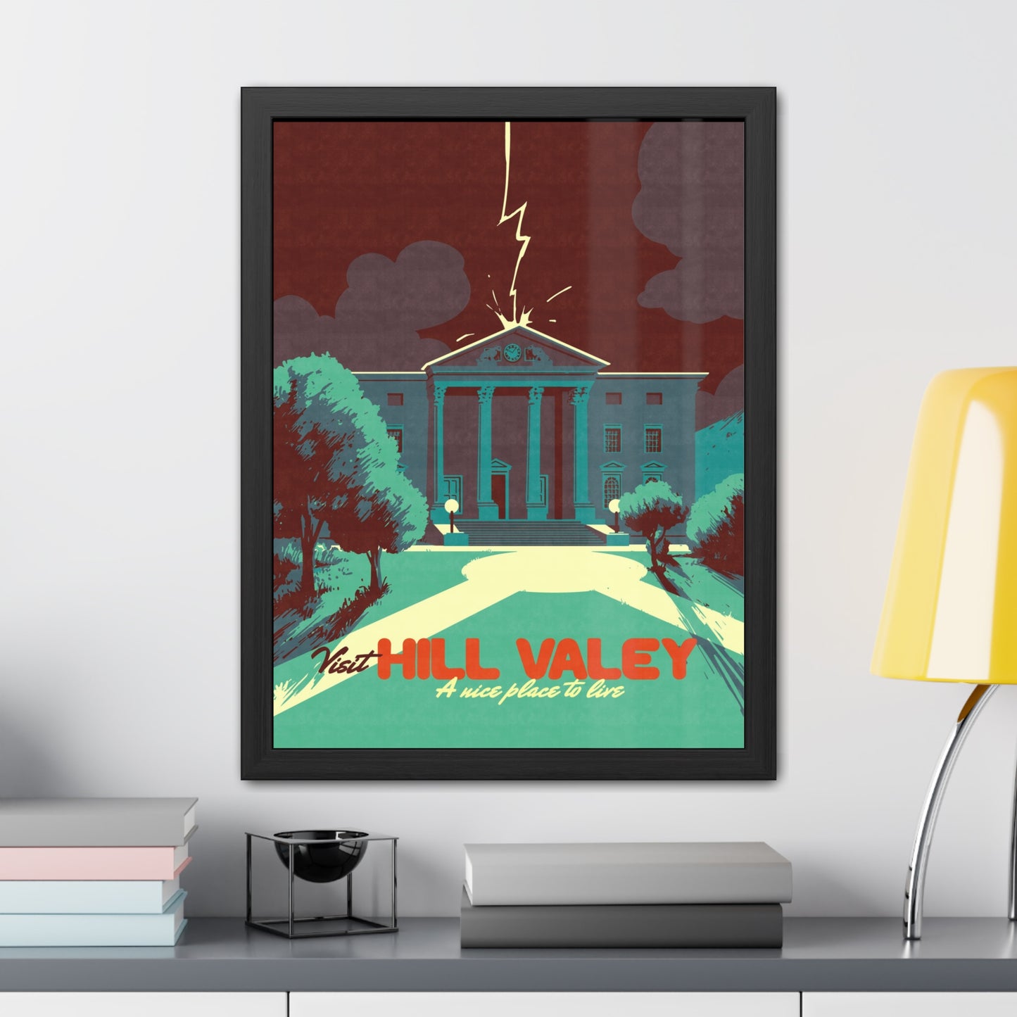Visit Hill Valley Past Travel Poster (Framed)
