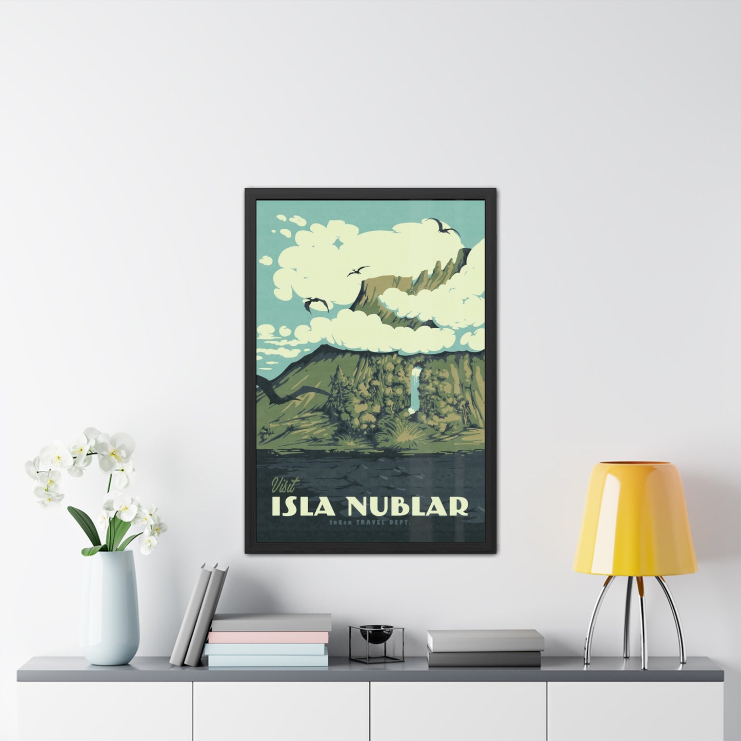 Visit Isla Nublar Travel Poster (Framed)