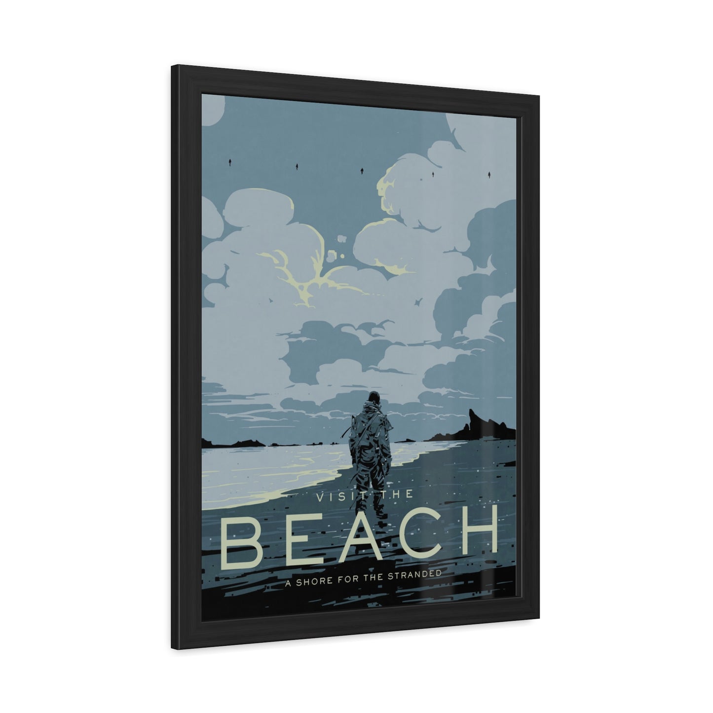 Visit The Beach Travel Poster (Framed)