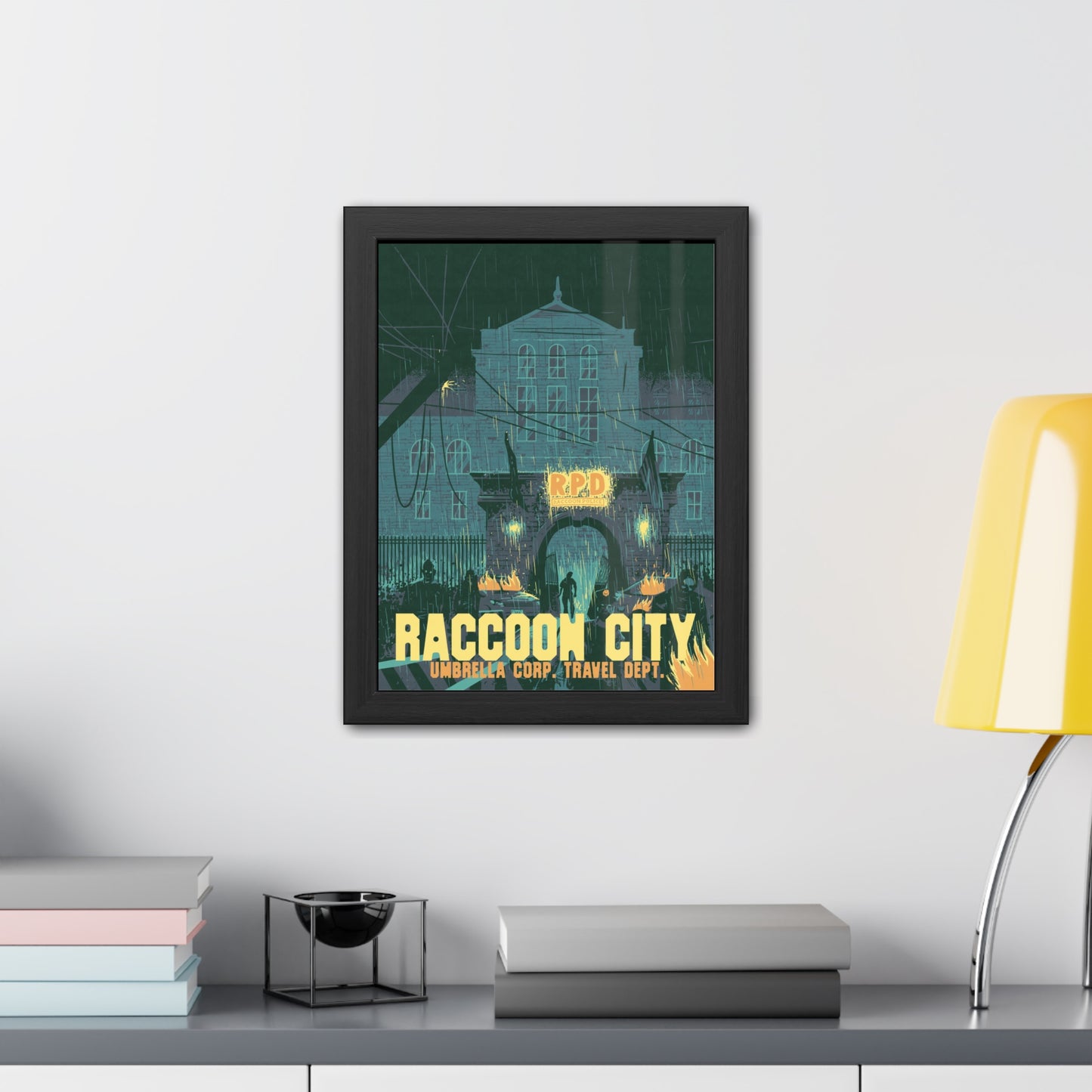 Retro Zombie City Travel Poster (Framed)