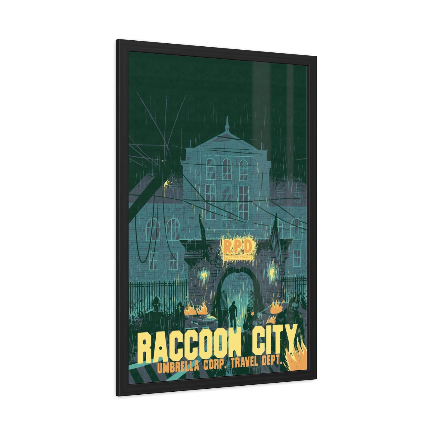 Retro Zombie City Travel Poster (Framed)