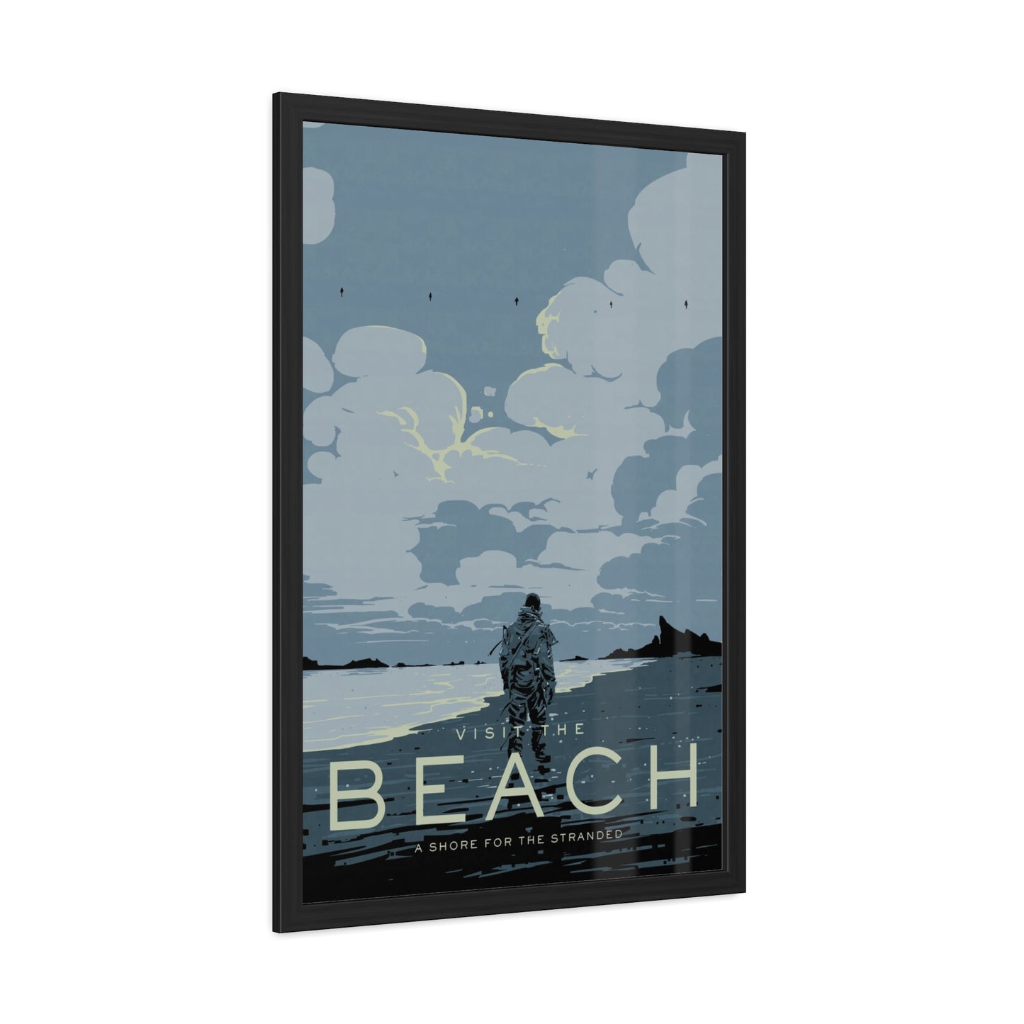Visit The Beach Travel Poster (Framed)