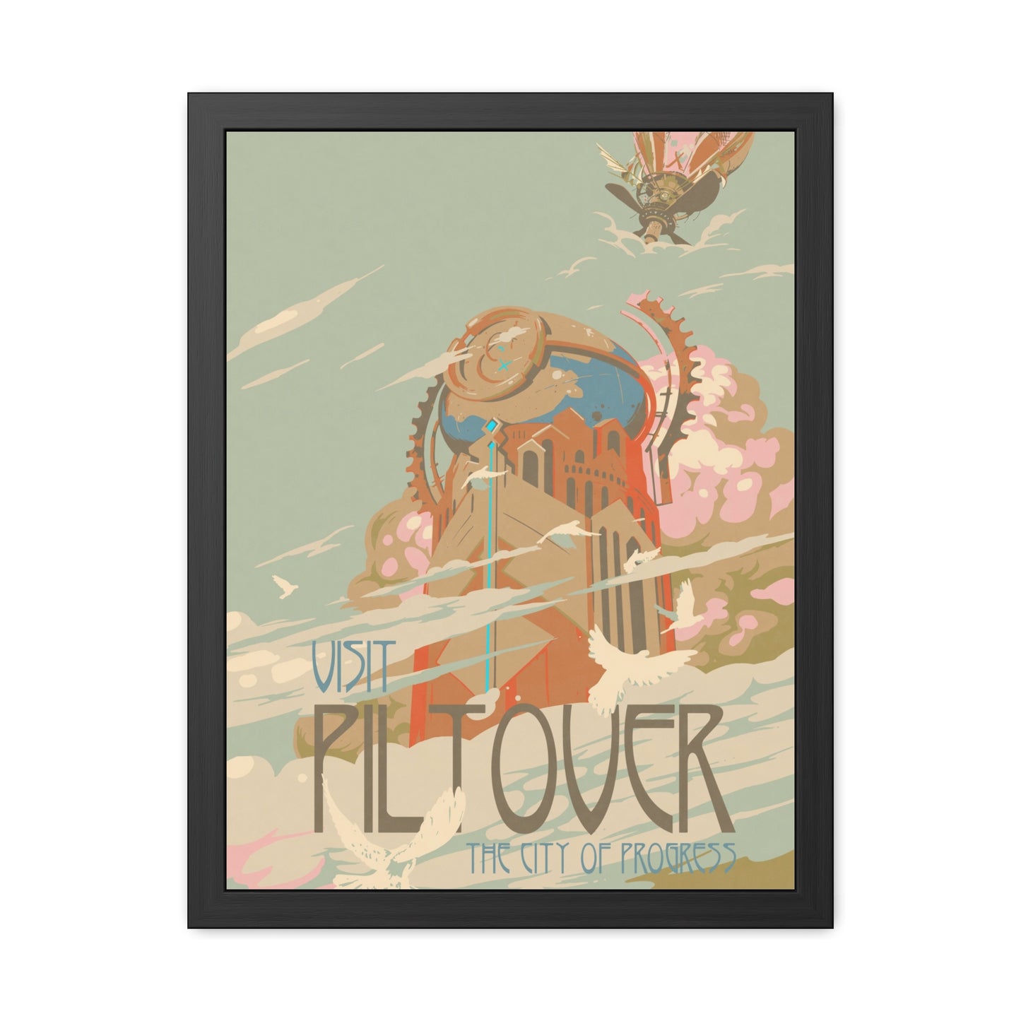 Visit Piltover Town Travel Poster (Framed)