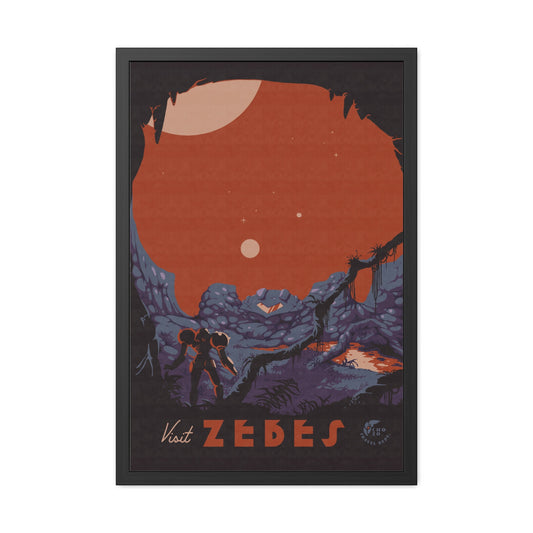 Visit Zebes Travel Poster (Framed)