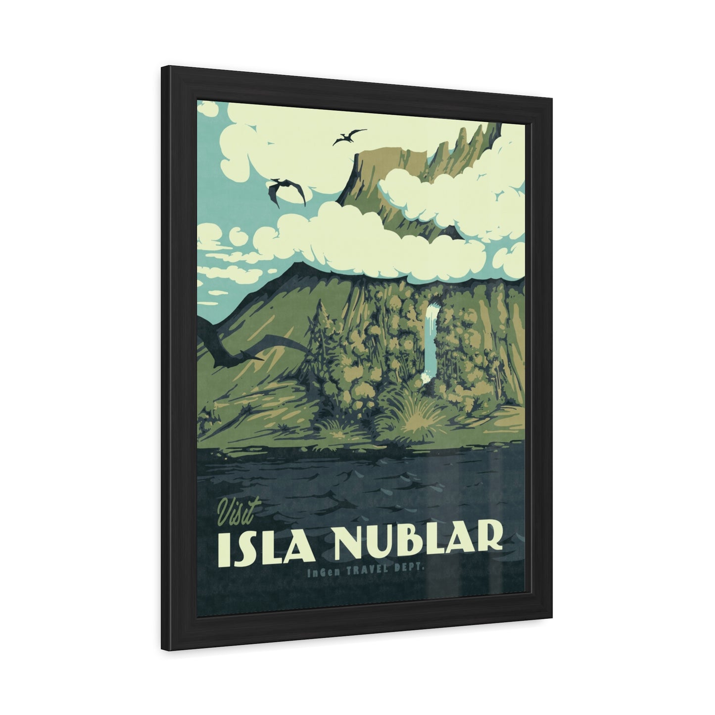Visit Isla Nublar Travel Poster (Framed)