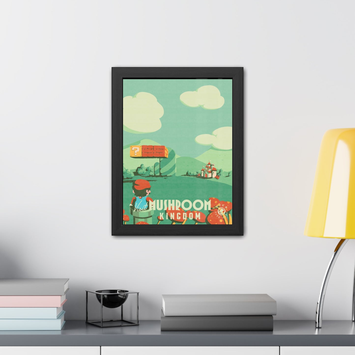 Visit Mushroom Kingdom Travel Poster (Framed)