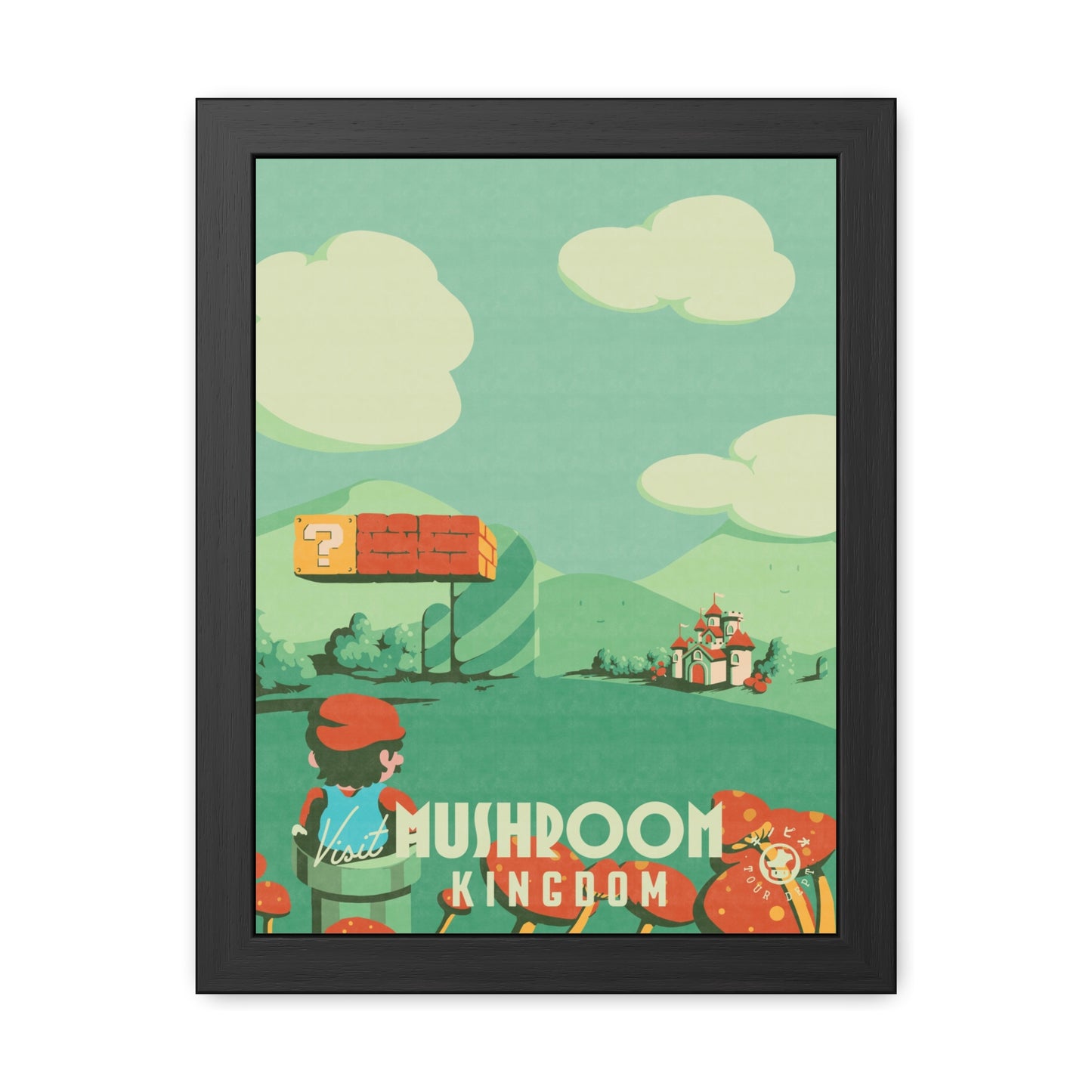 Visit Mushroom Kingdom Travel Poster (Framed)