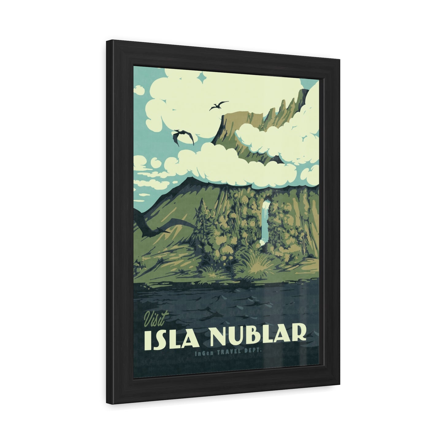 Visit Isla Nublar Travel Poster (Framed)