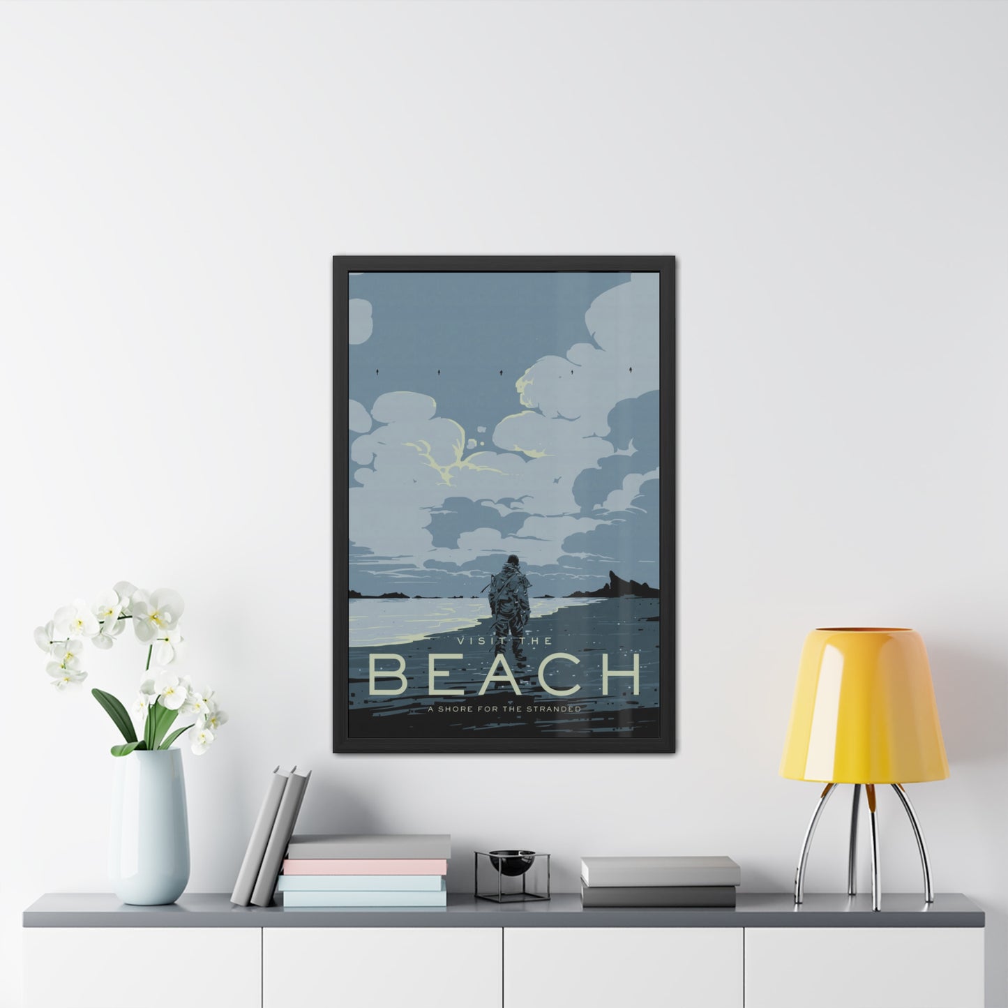 Visit The Beach Travel Poster (Framed)