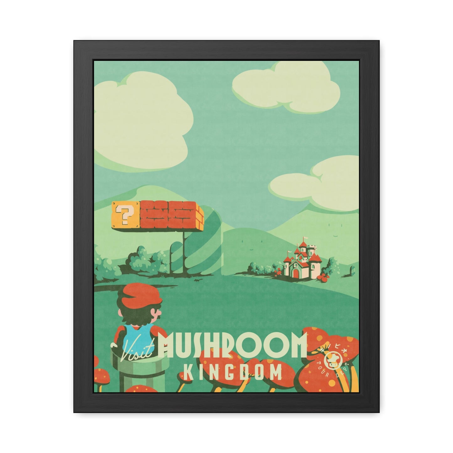 Visit Mushroom Kingdom Travel Poster (Framed)
