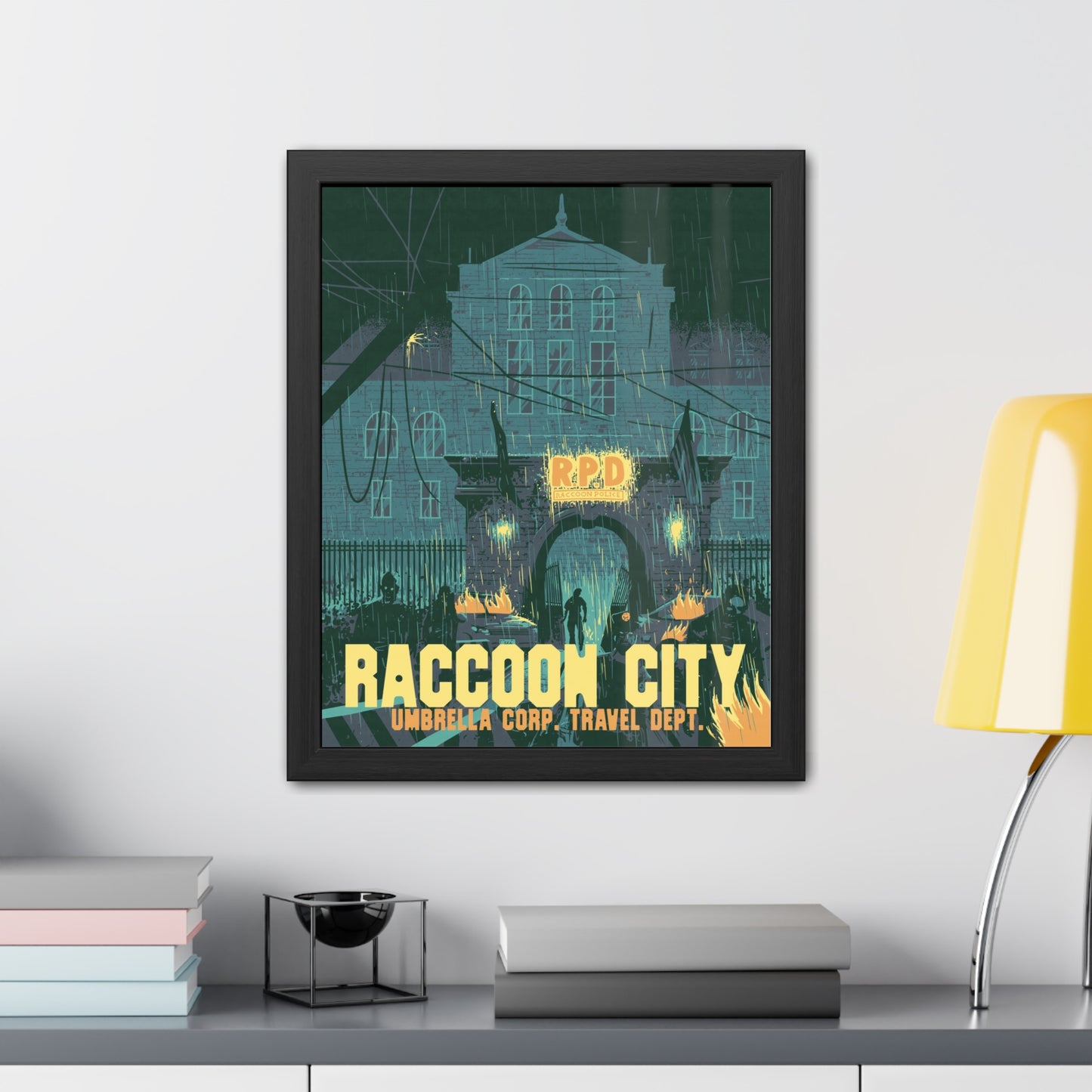 Retro Zombie City Travel Poster (Framed)