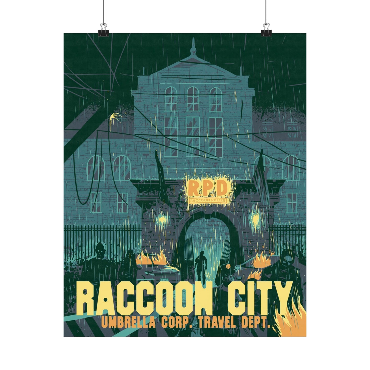 Retro Zombie City Travel Poster