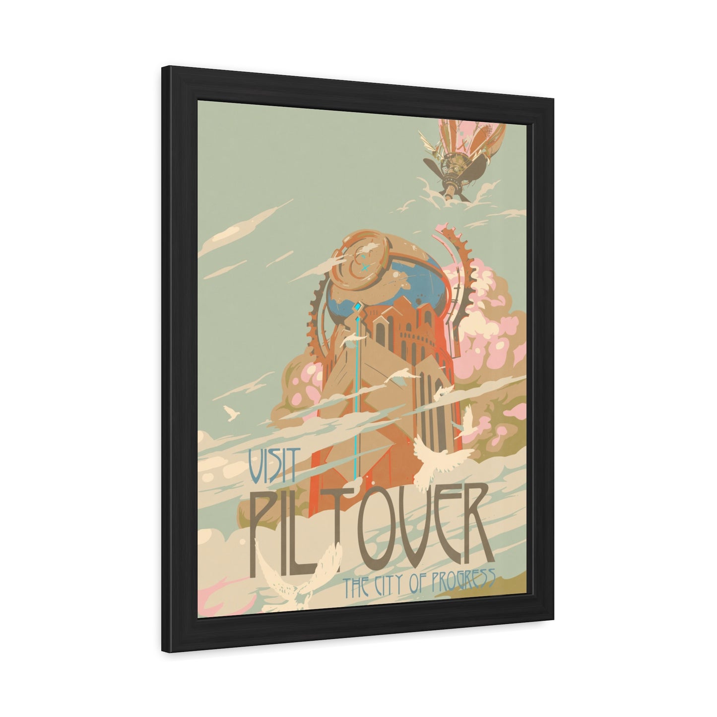 Visit Piltover Town Travel Poster (Framed)