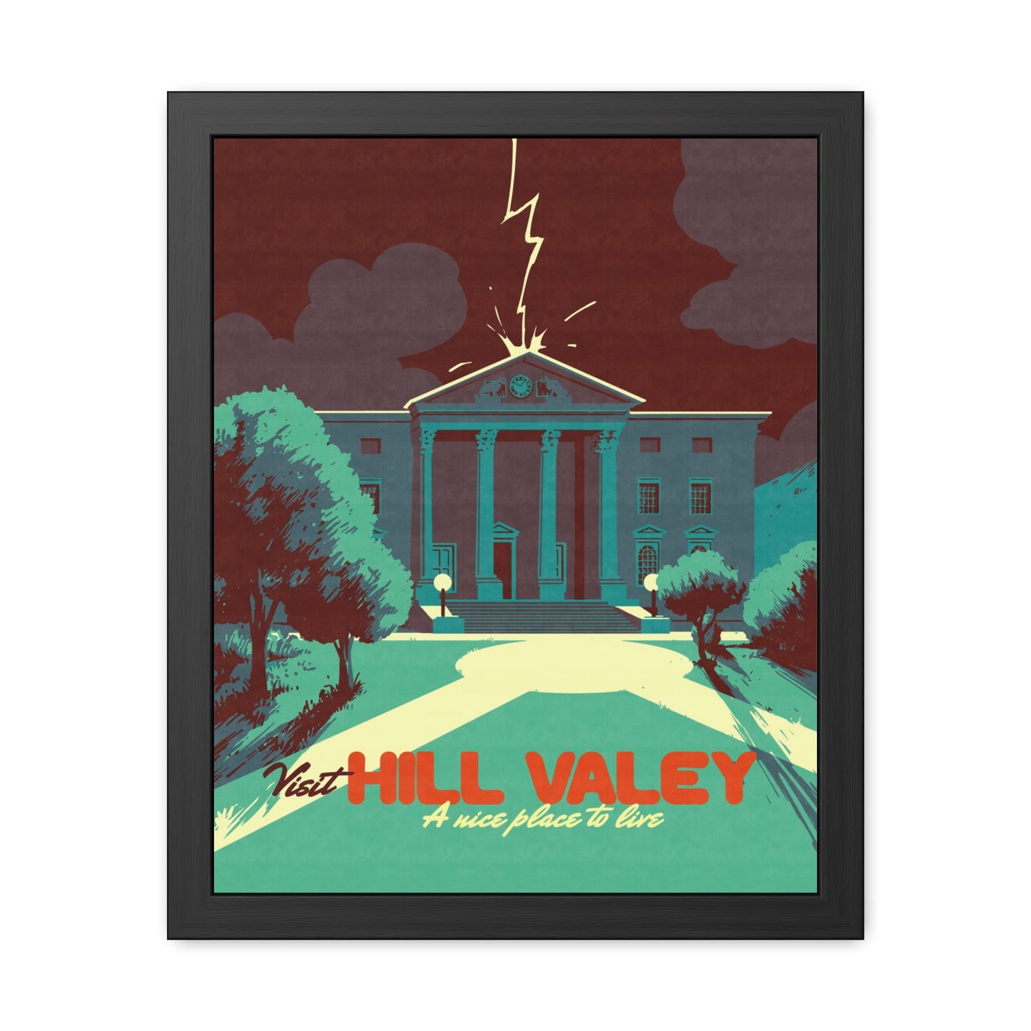 Visit Hill Valley Past Travel Poster (Framed)