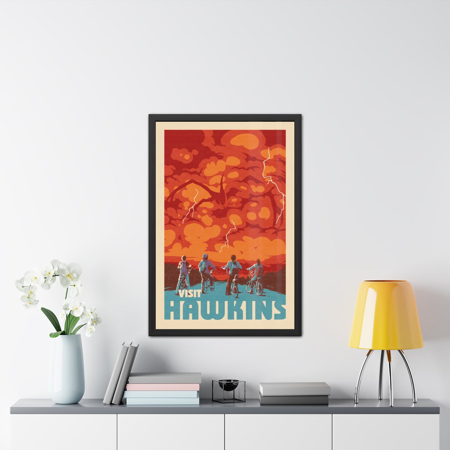 Visit Hawkins Travel Poster (Framed)