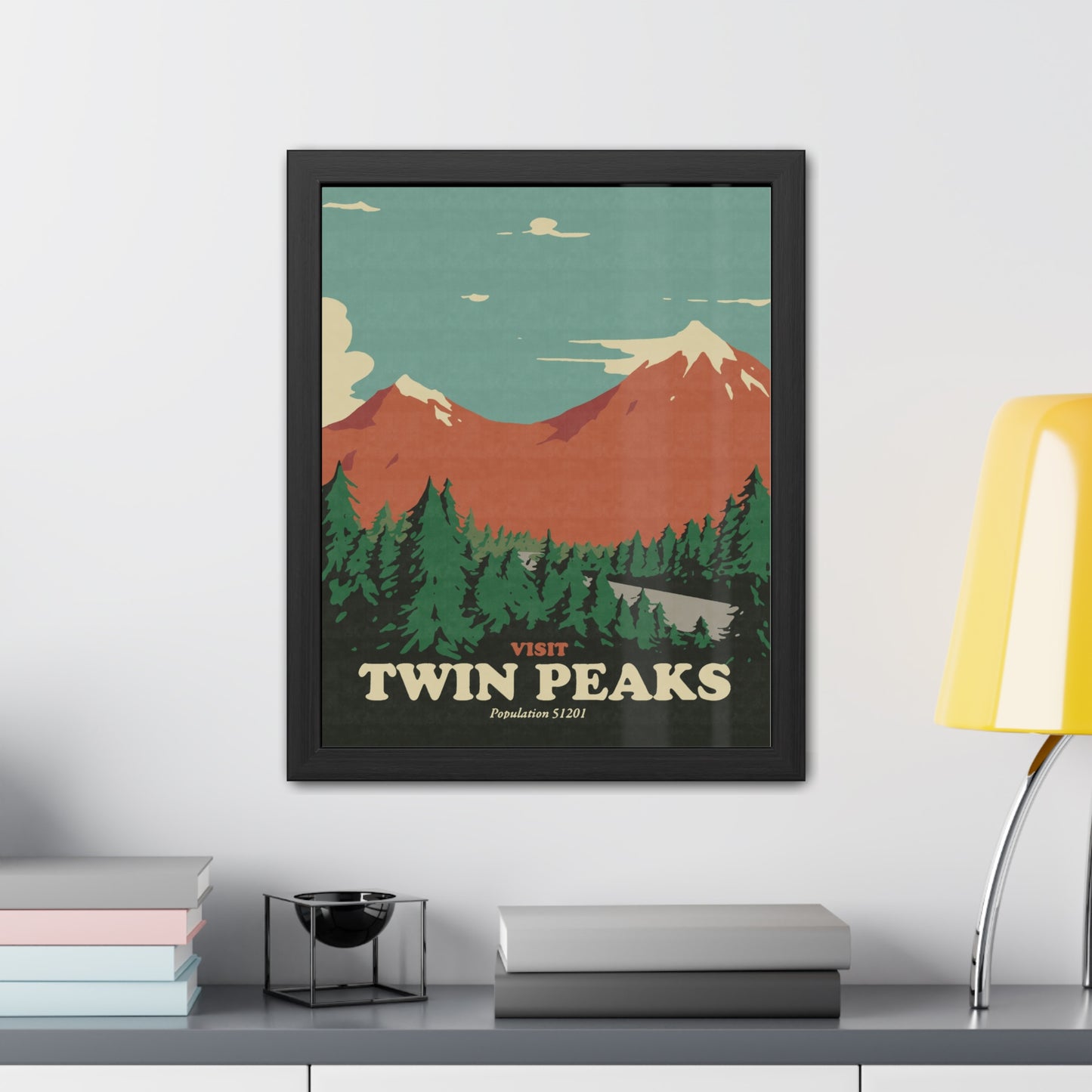 Visit Peaks Travel Poster (Framed)