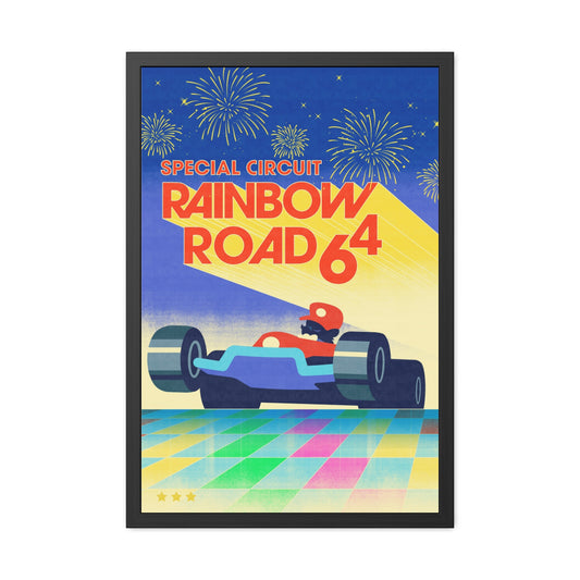 Visit Rainbow Road 64 Travel Poster (Framed)