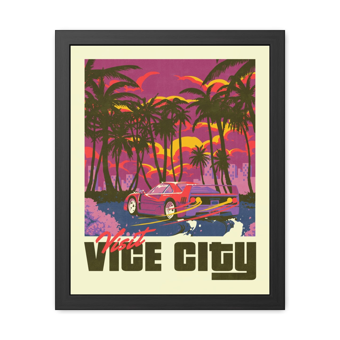Visit Vice City Travel Poster (Framed)