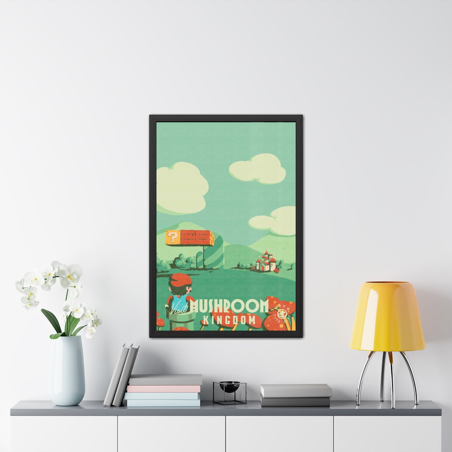 Visit Mushroom Kingdom Travel Poster (Framed)