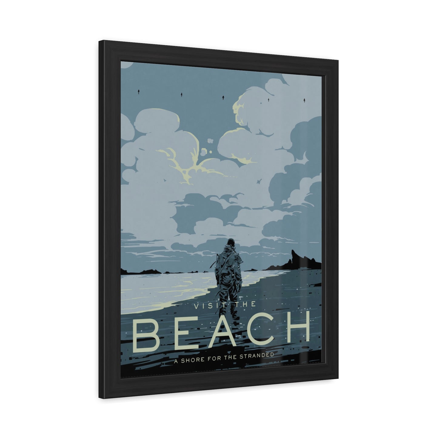 Visit The Beach Travel Poster (Framed)
