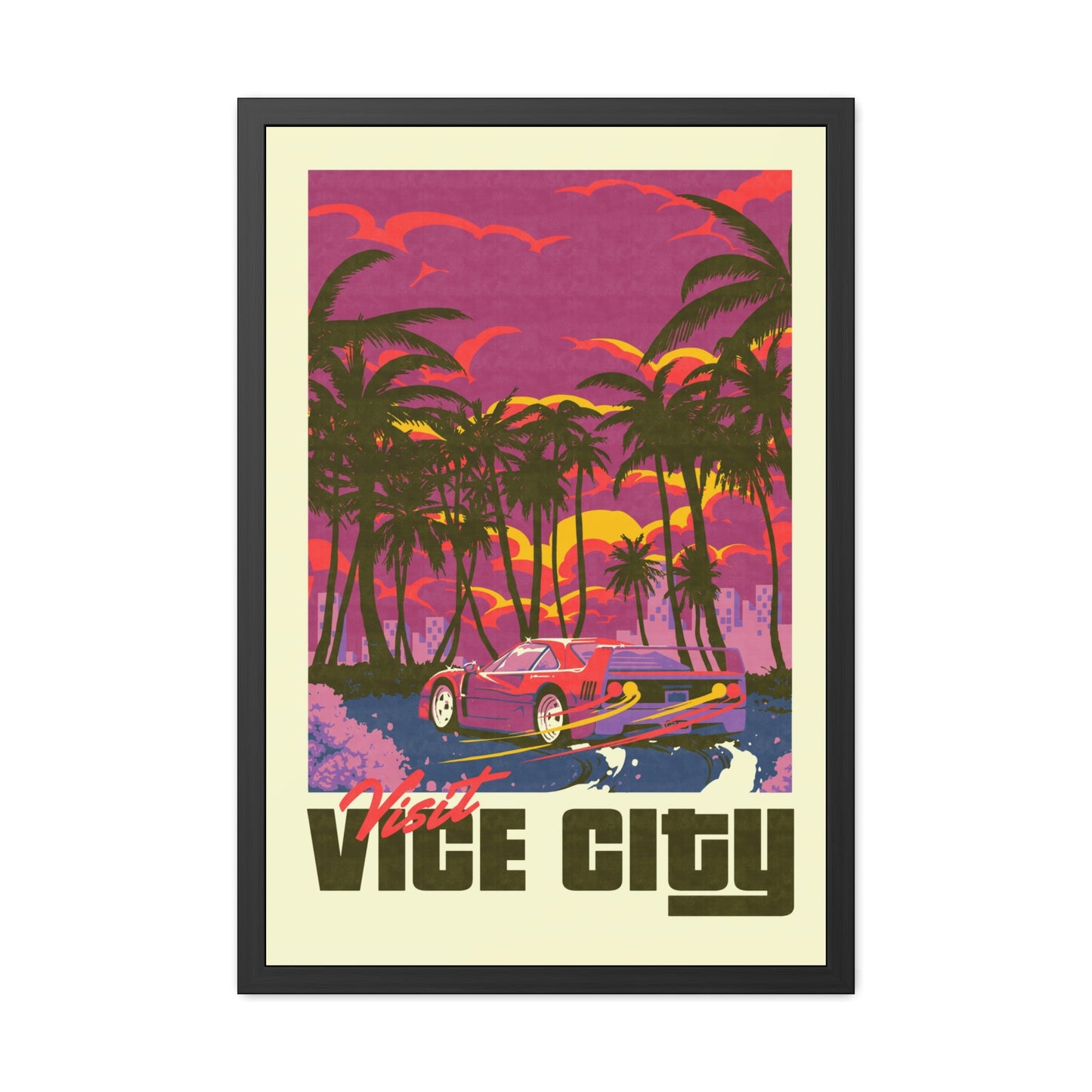 Visit Vice City Travel Poster (Framed)