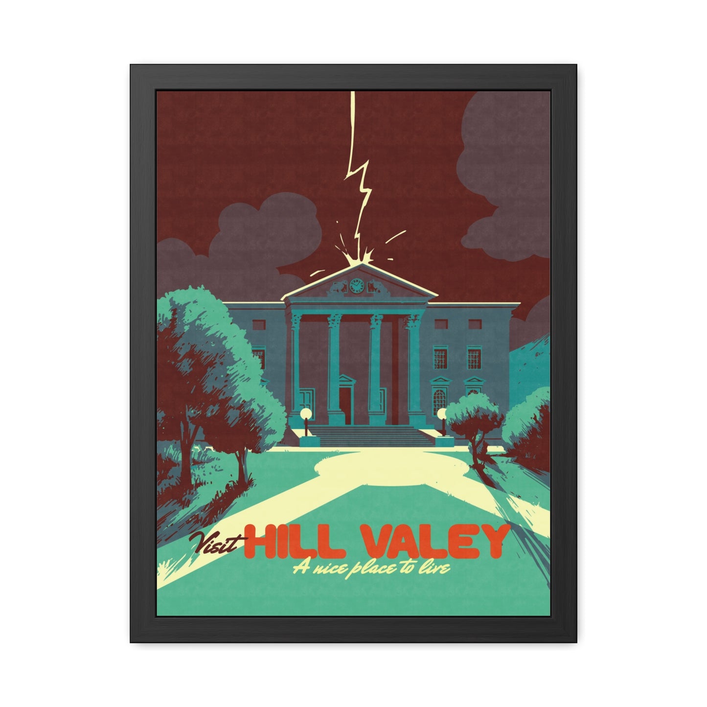 Visit Hill Valley Past Travel Poster (Framed)
