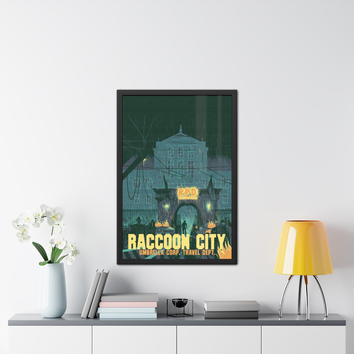 Retro Zombie City Travel Poster (Framed)