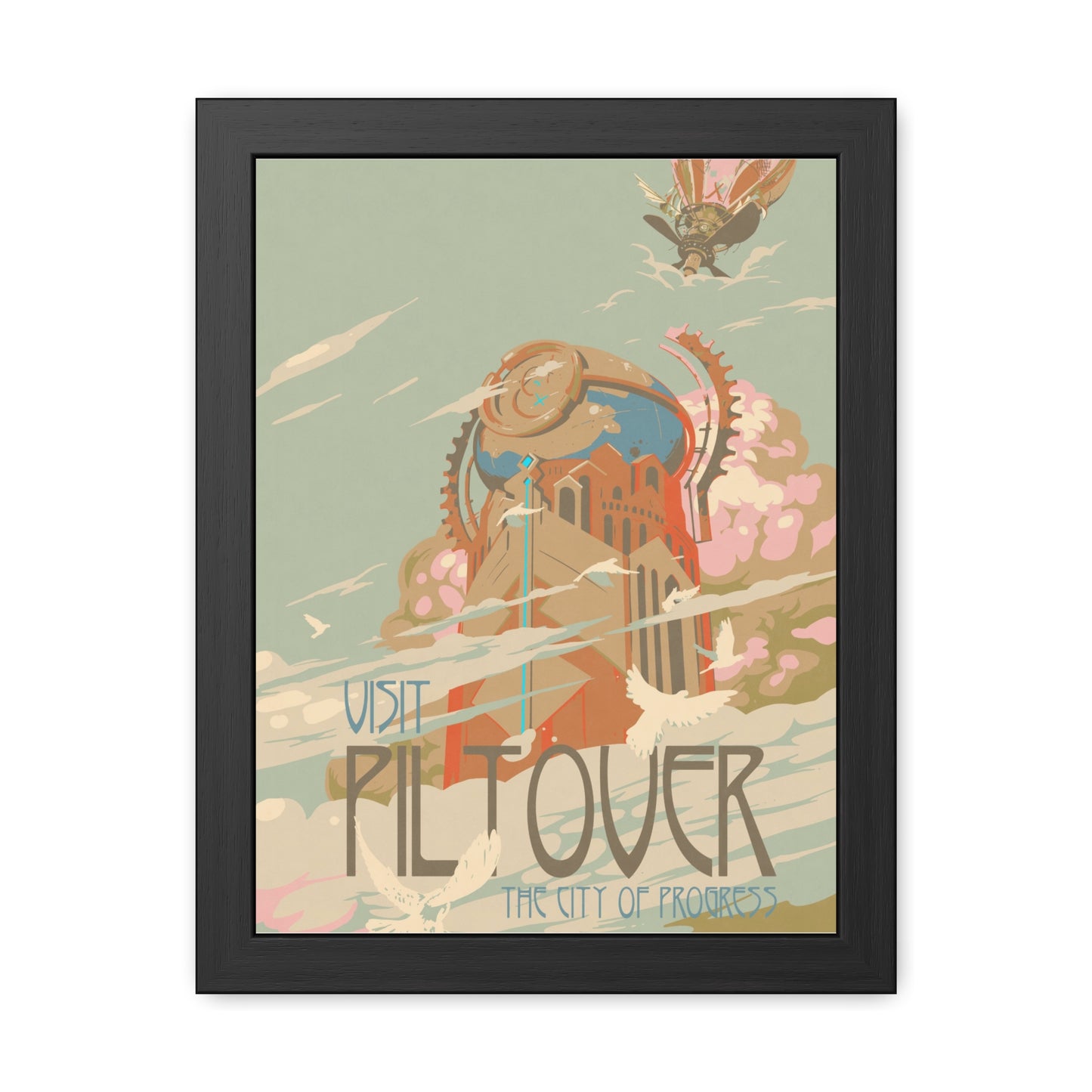 Visit Piltover Town Travel Poster (Framed)