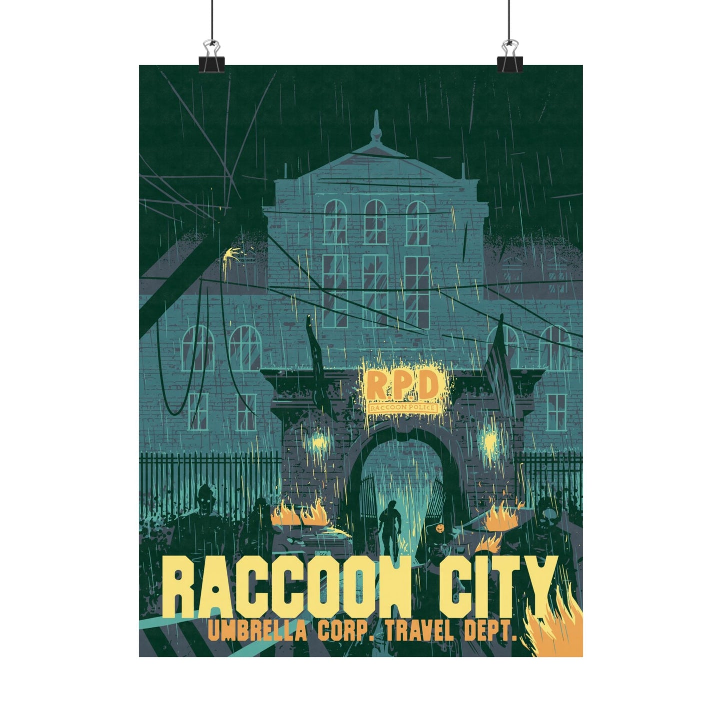 Retro Zombie City Travel Poster