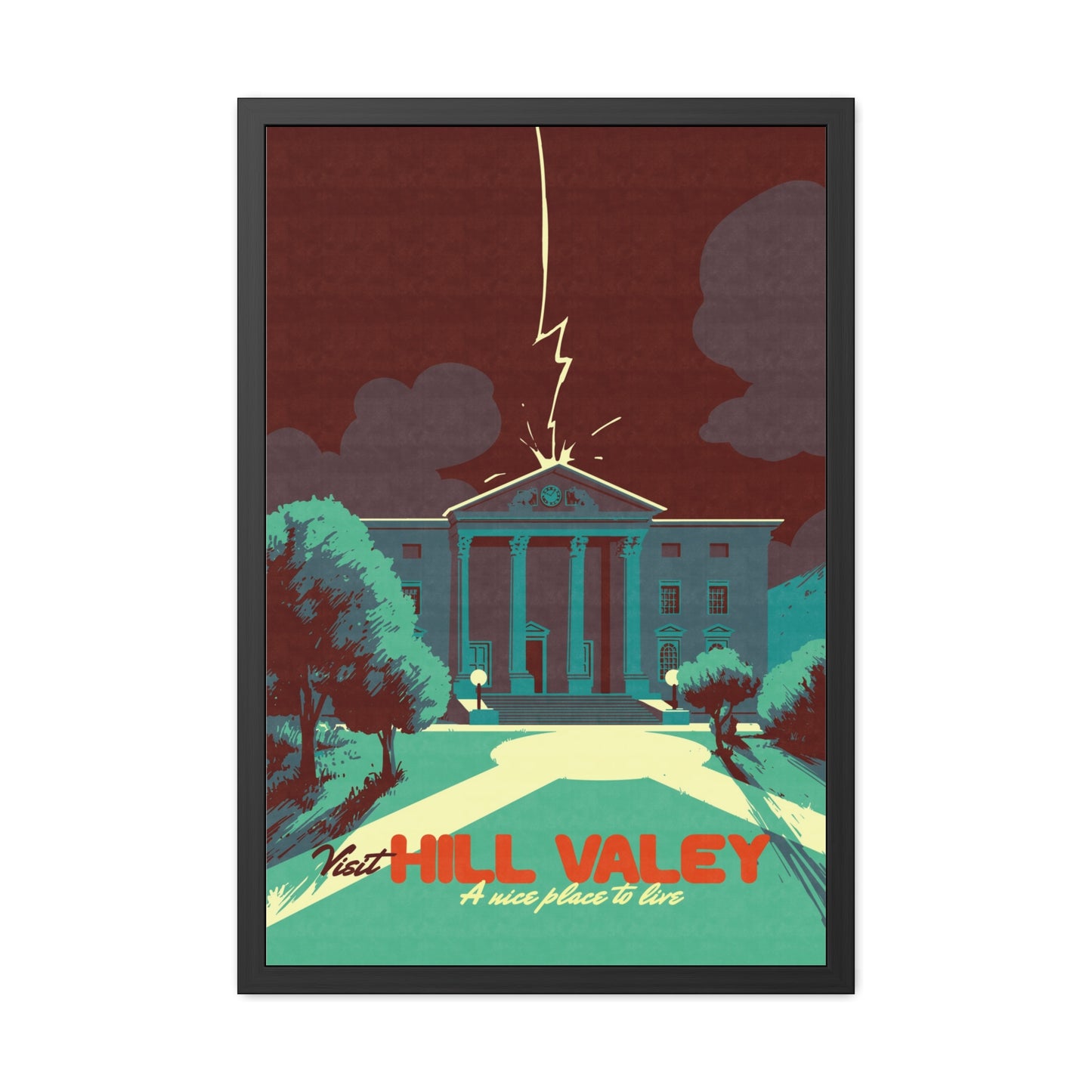 Visit Hill Valley Past Travel Poster (Framed)