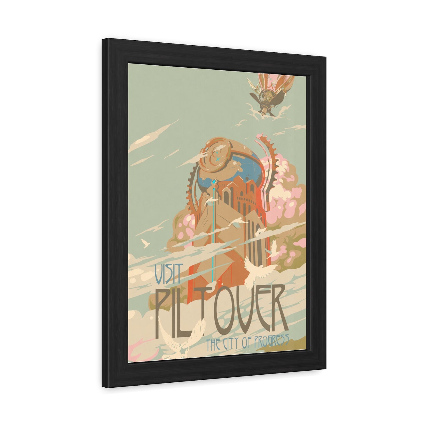 Visit Piltover Town Travel Poster (Framed)
