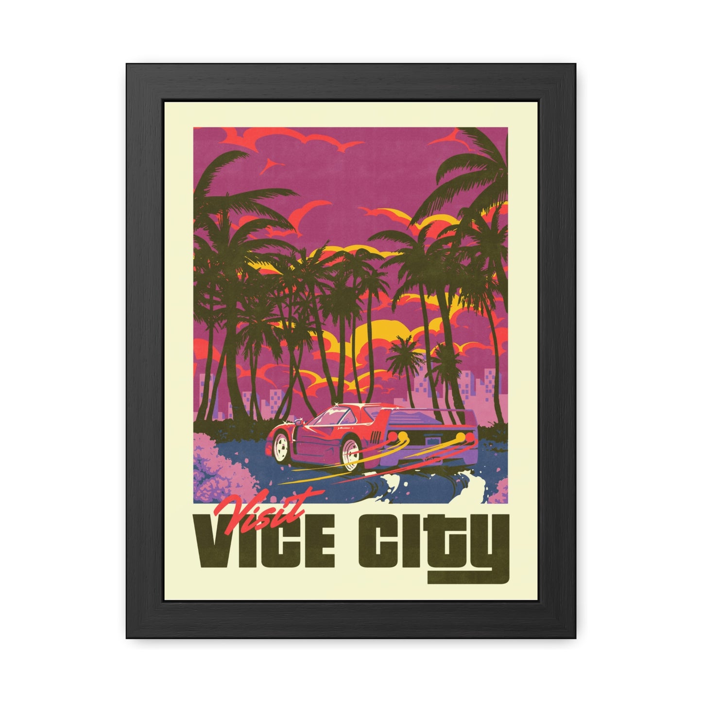 Visit Vice City Travel Poster (Framed)
