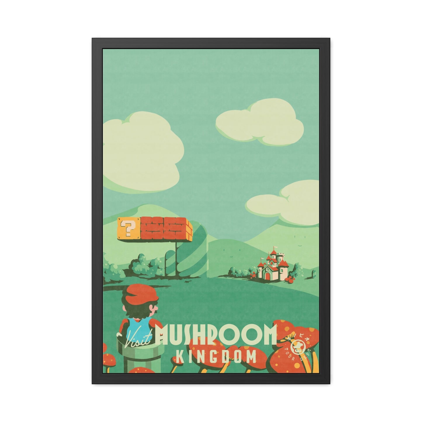 Visit Mushroom Kingdom Travel Poster (Framed)