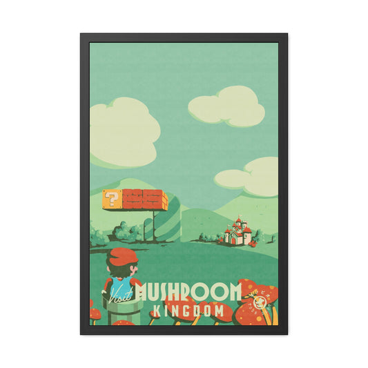 Visit Mushroom Kingdom Travel Poster (Framed)