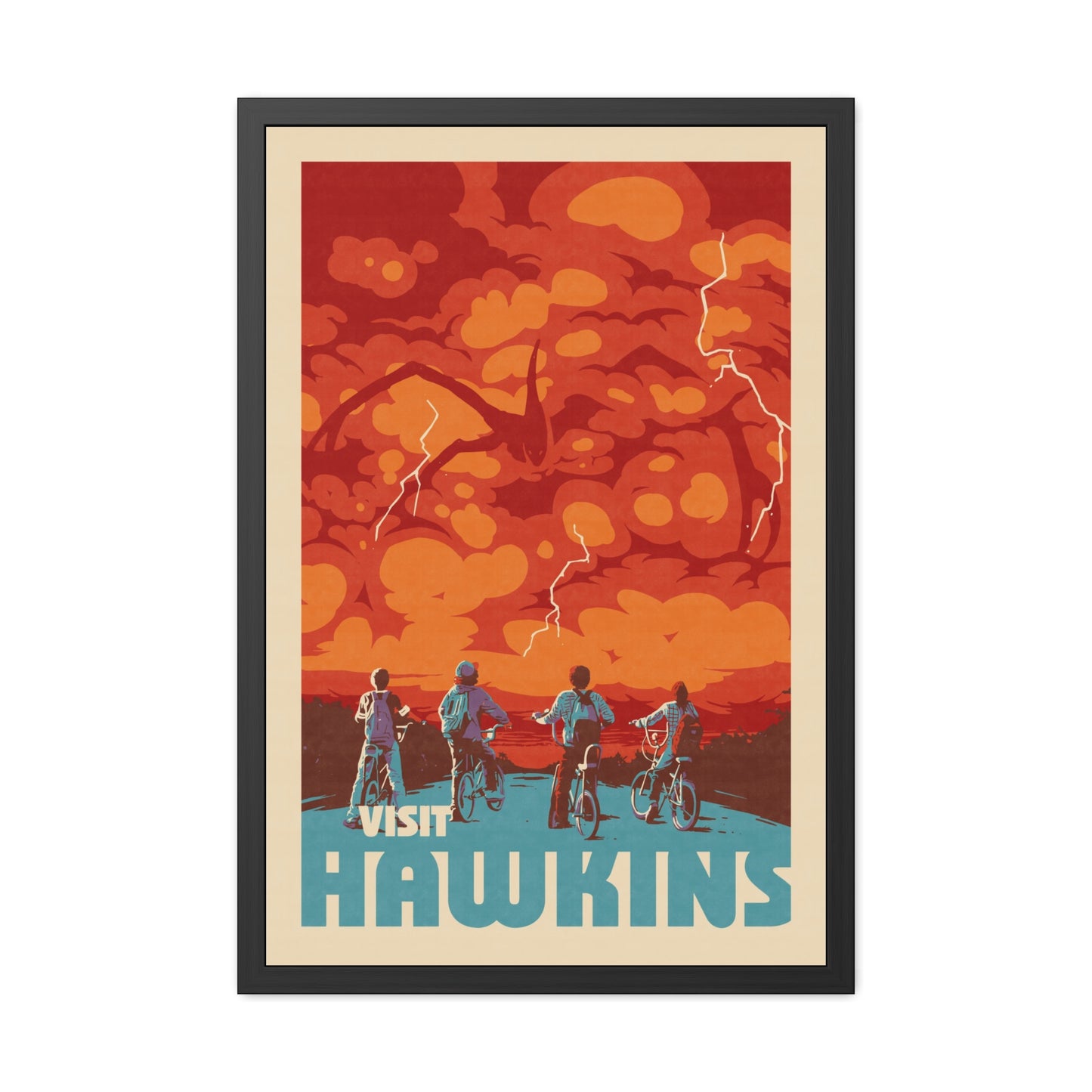 Visit Hawkins Travel Poster (Framed)