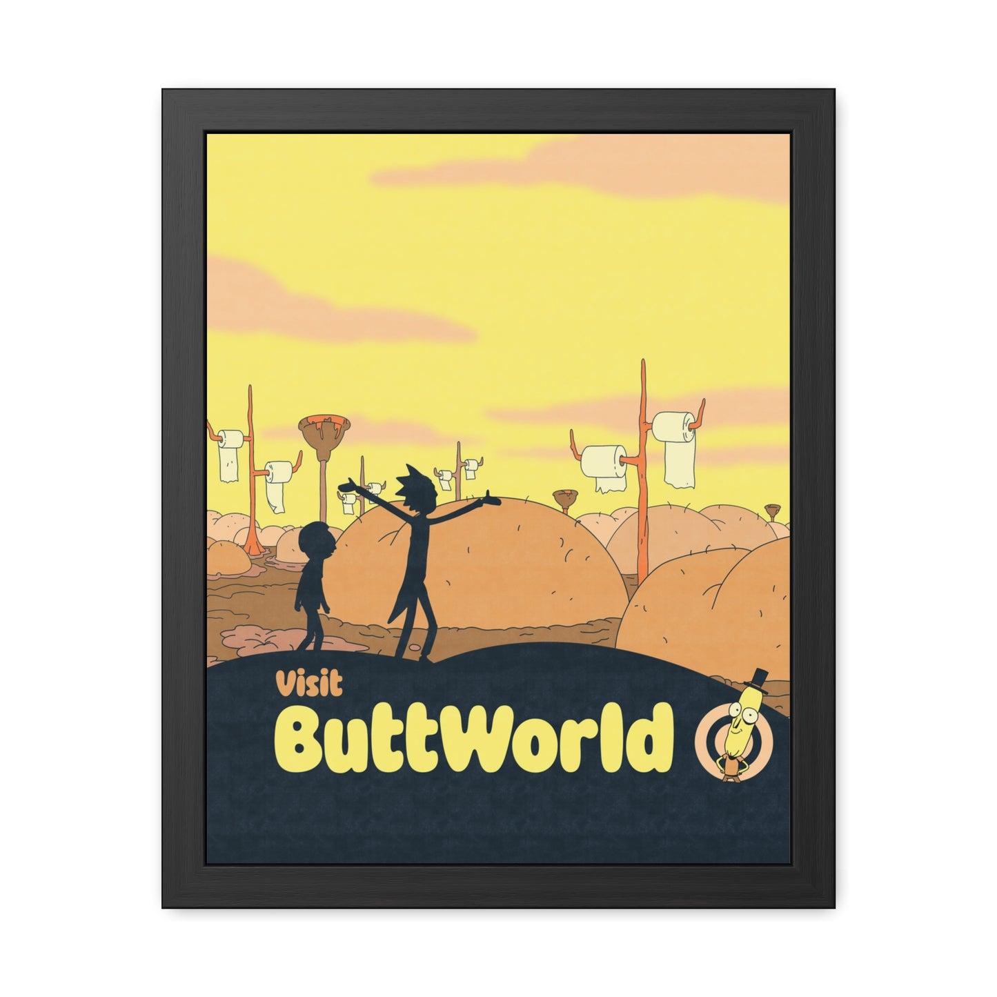 Visit Buttworld Travel Poster (Framed)