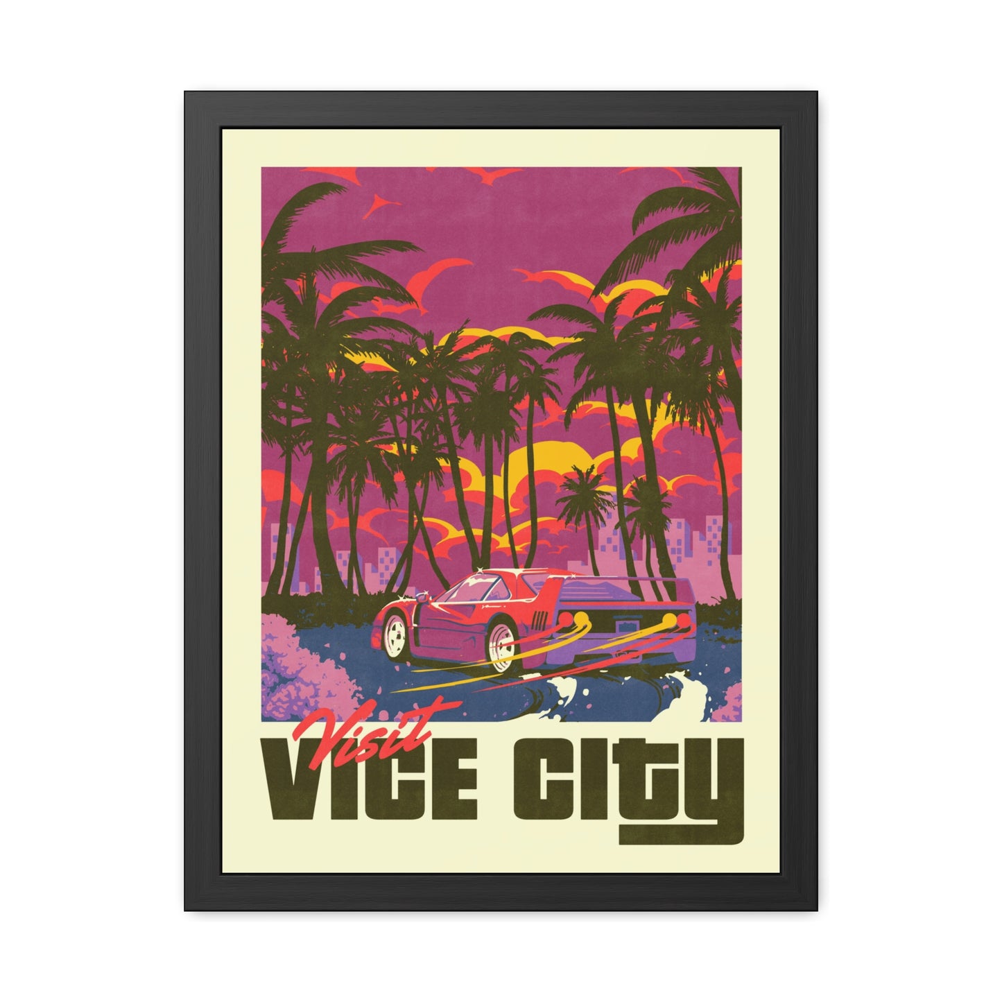 Visit Vice City Travel Poster (Framed)