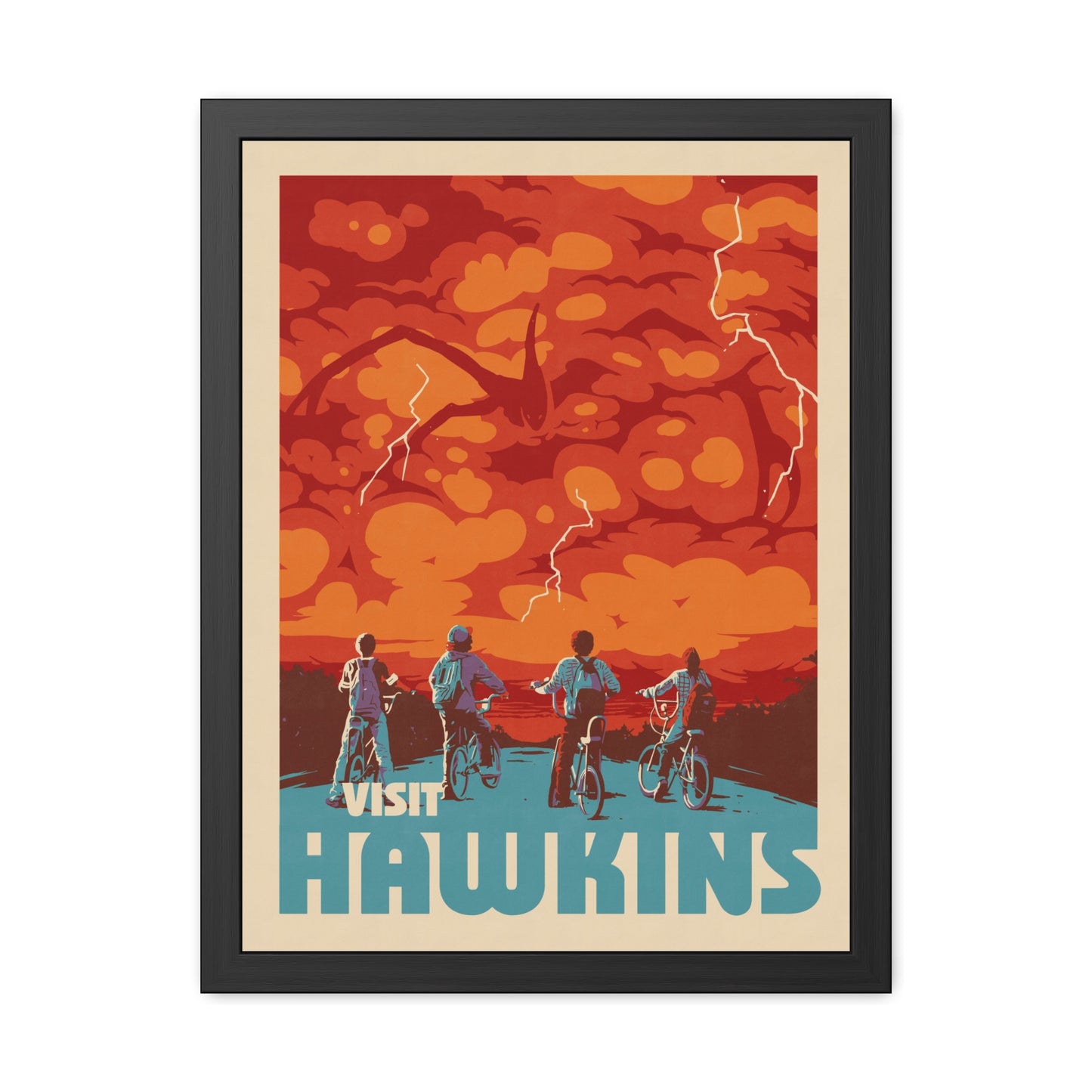 Visit Hawkins Travel Poster (Framed)