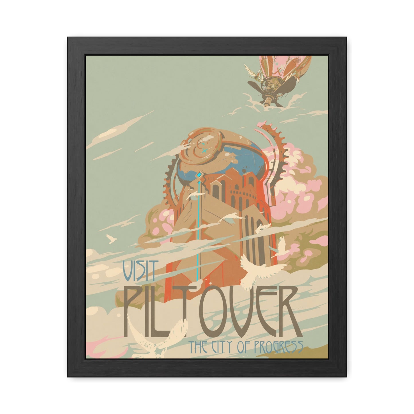 Visit Piltover Town Travel Poster (Framed)