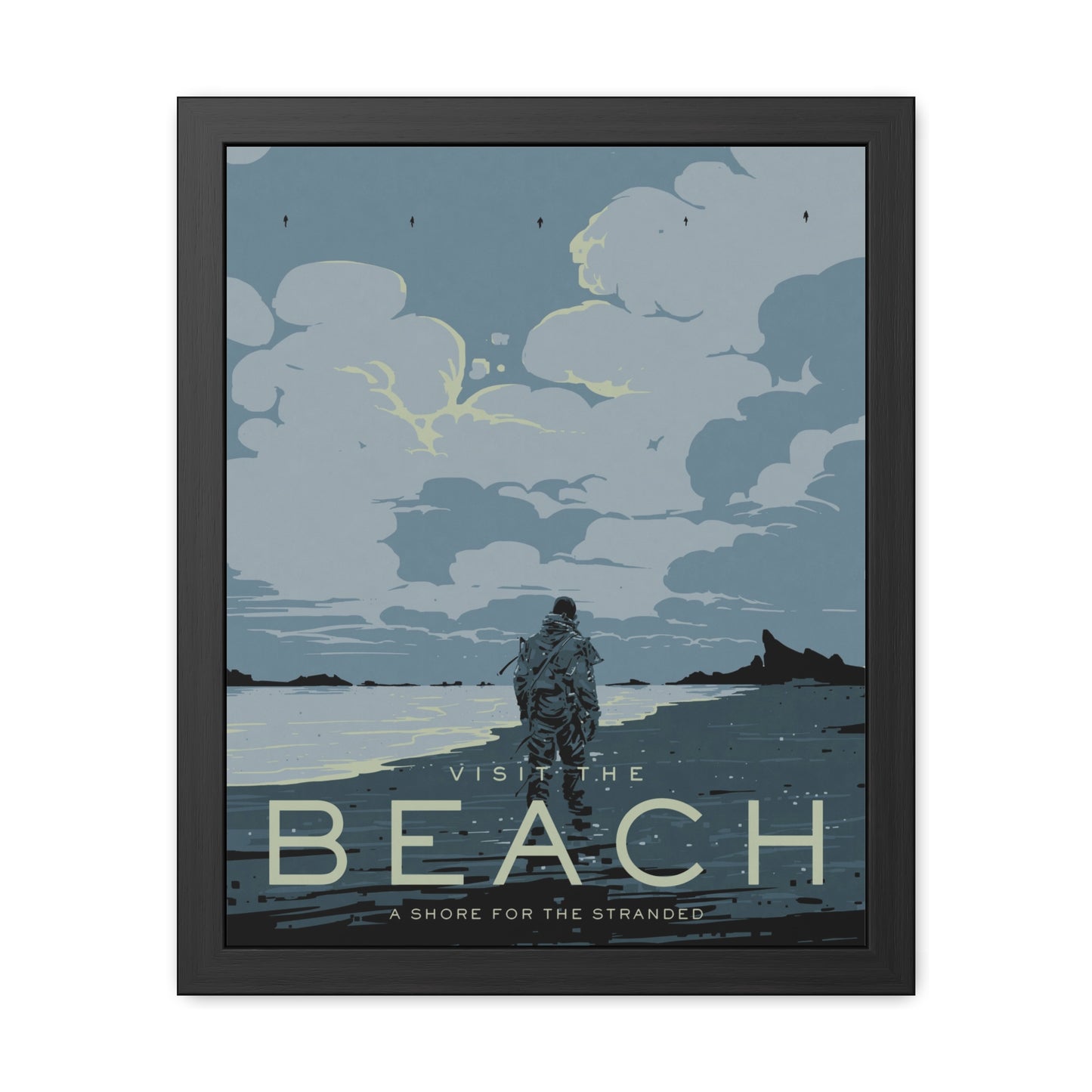Visit The Beach Travel Poster (Framed)