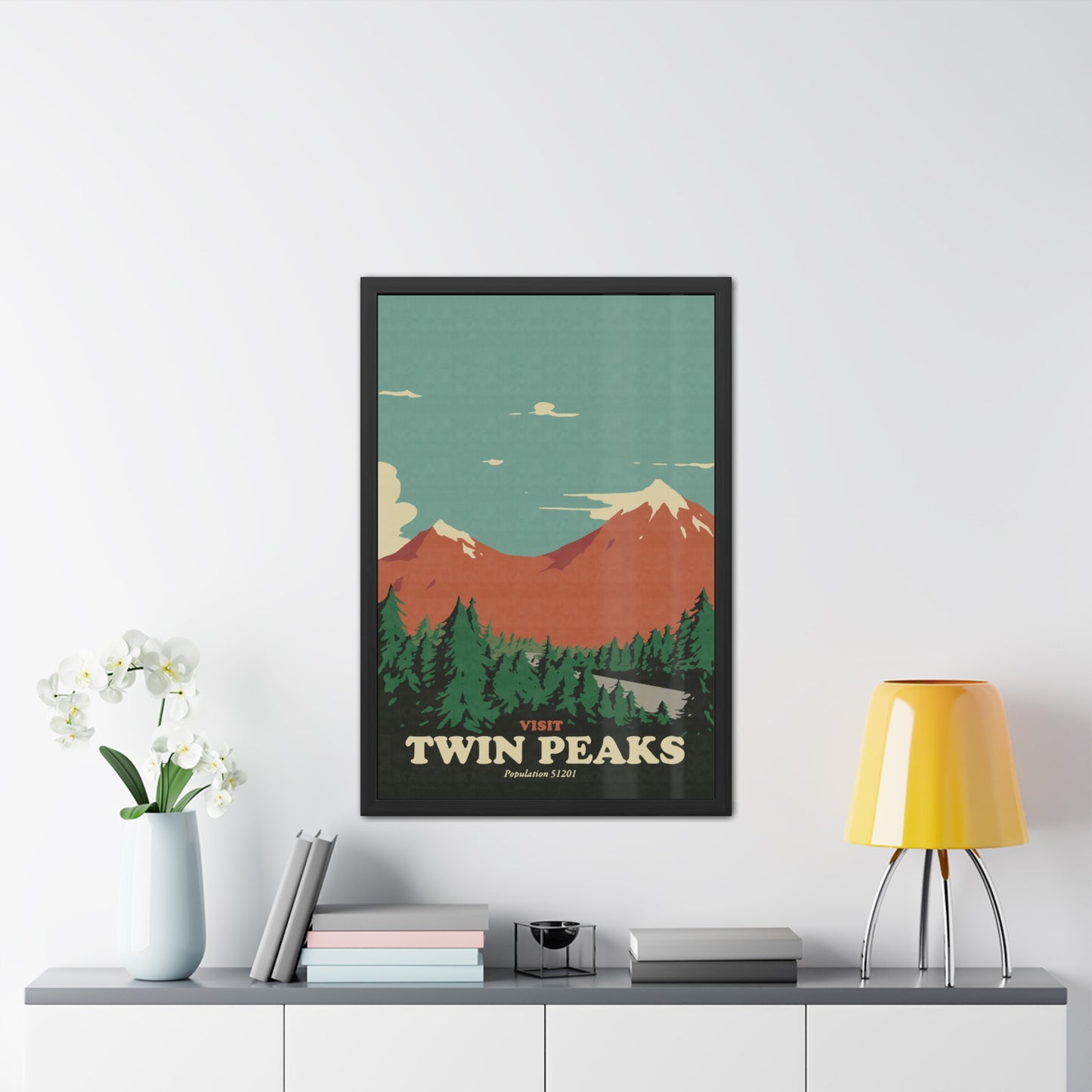 Visit Peaks Travel Poster (Framed)