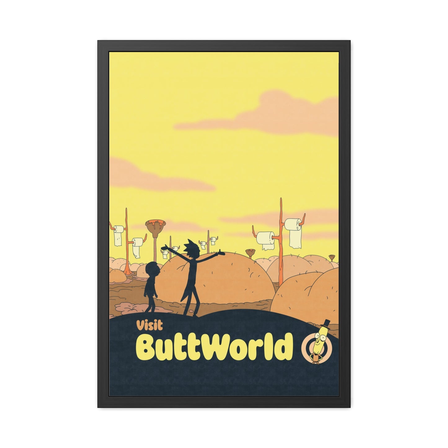 Visit Buttworld Travel Poster (Framed)
