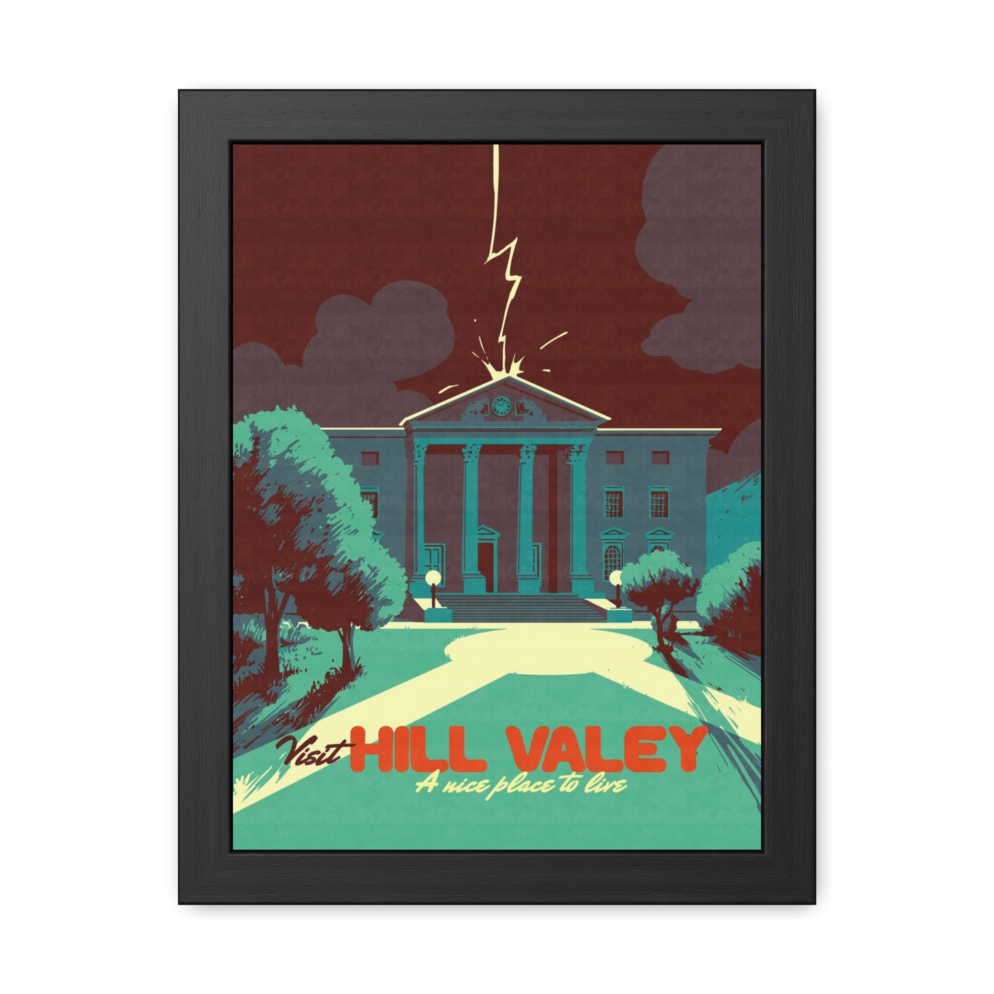 Visit Hill Valley Past Travel Poster (Framed)